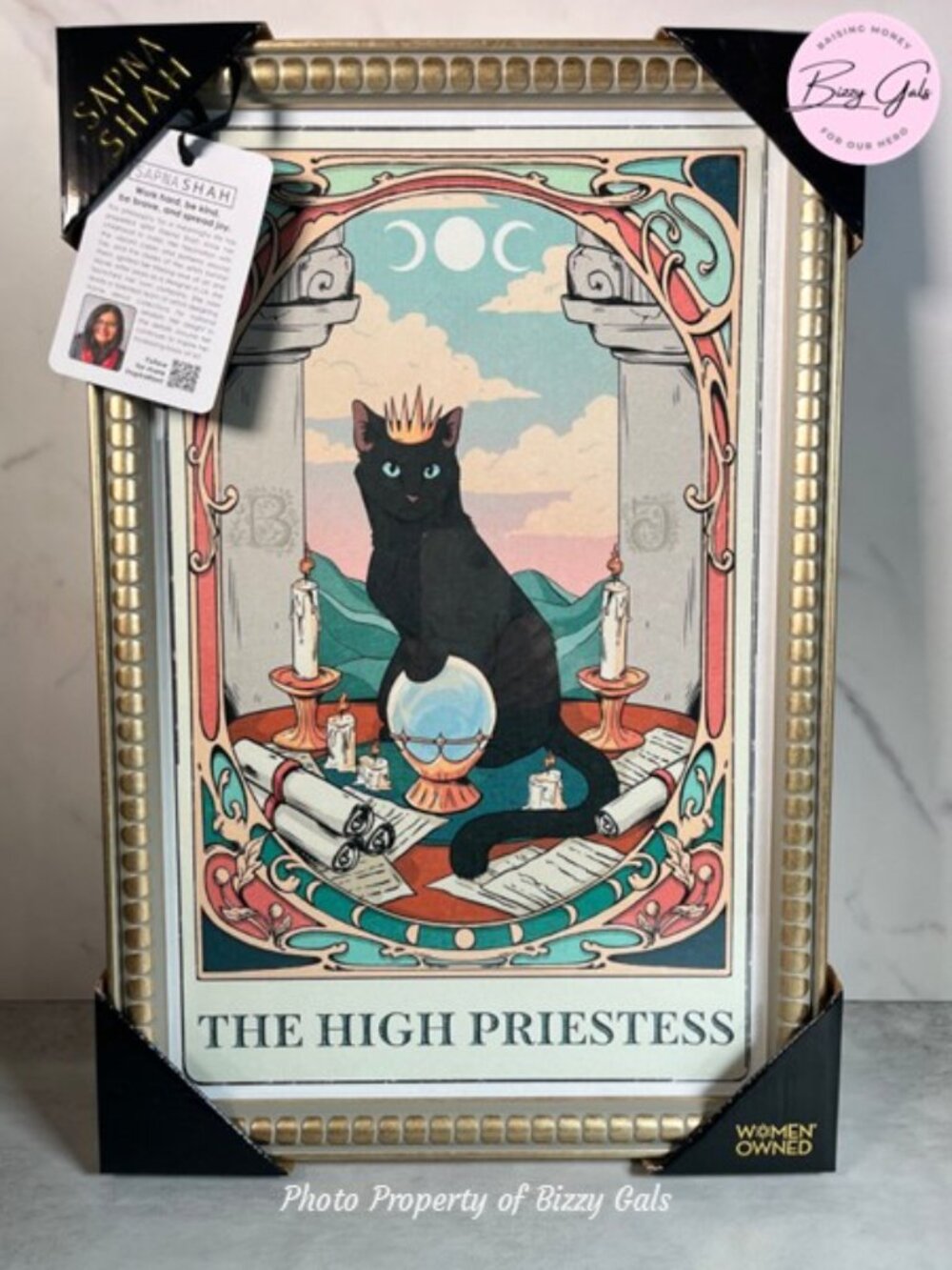 Sapna Shah Tarot Card The High Priestess Black Cat Wall Art
